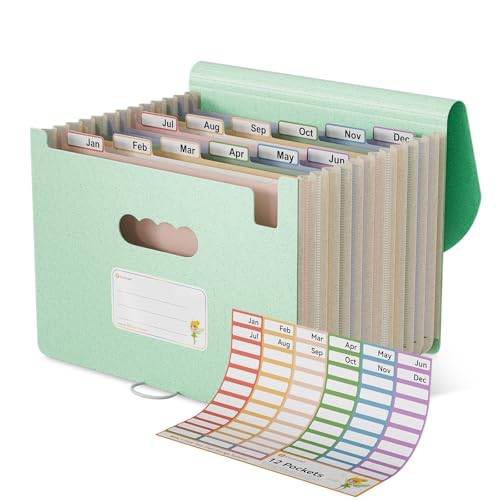 EcoStash Dokumentenmappe A4 12 Fächer, Weizenstroh Fächermappe Sortiermappe Bunte Datei Ordner Organizer, Akkordeon Aktenmappe Ordnungsmappe, BPA-frei, Zurück zur Natur, Gesundes Leben-Mintblau von EcoStash
