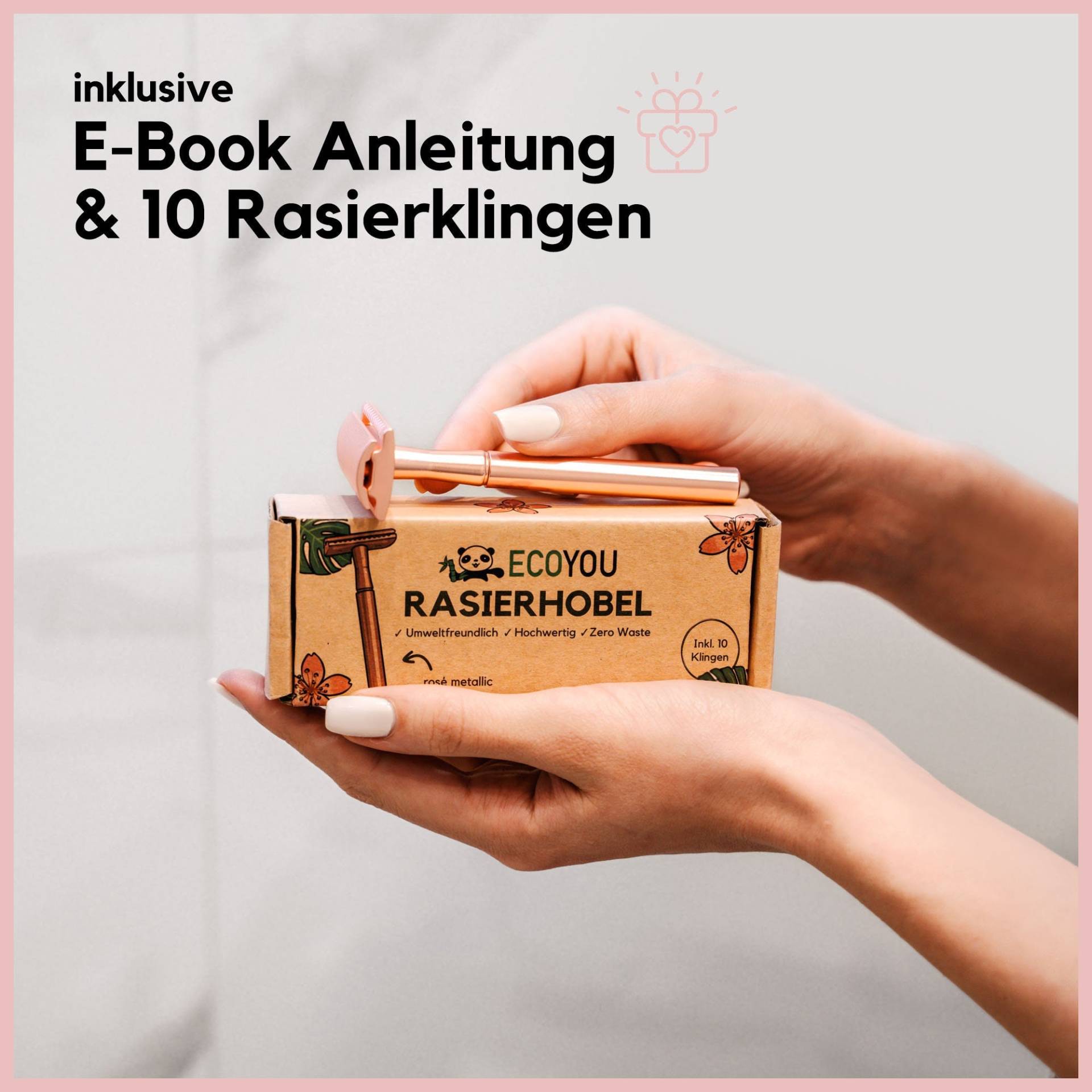 Ecoyou Rasierhobel Metall Rosé Inkl. 10 Klingen, Nachhaltiger Und Sanfter Sicherheitsrasierer, Für Frauen Herren Ecoyou Rasierhobel Metall Rosé Inkl. 10 Klingen, Nachhaltiger Und Sanfter Sicherheitsrasierer, Für Frauen Herren von EcoYou