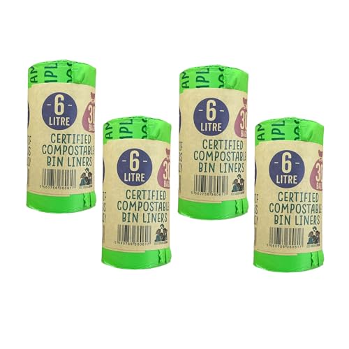 Eco Green Living Plastikfreie Müllbeutel von, Entwickelt um Sich auf Natürliche Weise zu Zersetzen, Auslaufsicher, Robuste Müllbeutel für Lebensmittelabfälle, 6 Liter, 30 Beutel, 4er-Pack Eco Green Living Plastikfreie Müllbeutel von, Entwickelt um Sich auf Natürliche Weise zu Zersetzen, Auslaufsicher, Robuste Müllbeutel für Lebensmittelabfälle, 6 Liter, 30 Beutel, 4er-Pack von Ecogreenliving
