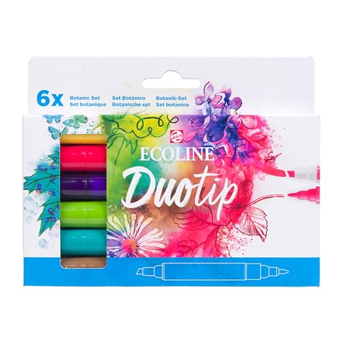 Ecoline Duotip flüssige Aquarellstifte 6er-Set – Botanische Farben | Stifte mit feiner Kugelspitze und breiter Keilspitze Ecoline Duotip flüssige Aquarellstifte 6er-Set – Botanische Farben | Stifte mit feiner Kugelspitze und breiter Keilspitze von Ecoline