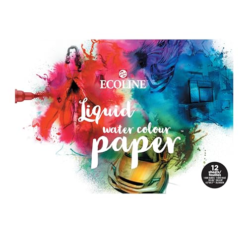 Ecoline Papier - A3 Aquarellblock 29,7x42cm - 290 g/m² - 12 Blatt - Kompatibel mit Ecoline Flüssig-Aquarellfarben & Pinselstiften von Ecoline