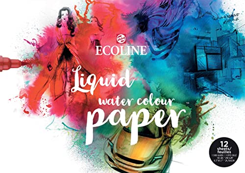 Ecoline Papier DIN A3, 29.7x42cm, Block mit 12 Blatt, 1-seitig verleimt, Aquarellpapier, Zeichenpapier, 290g/m² von Ecoline