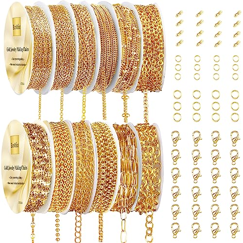 Ecoofor Gold Necklace Chains für Schmuckherstellung, 35,1 Feet 12 Rollen mit Jump Rings/Lobster Clasps/Connectors Ecoofor Gold Necklace Chains für Schmuckherstellung, 35,1 Feet 12 Rollen mit Jump Rings/Lobster Clasps/Connectors von Ecoofor