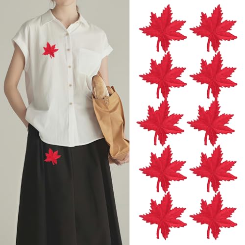 Aufnäher zum Aufbügeln, Motiv: roter Ahorn, bestickt, für Thanksgiving, DIY, Nähen, Basteln, Kleidung, Jacke, Jeans, Rucksack, Hut, Dekoration für Herbst, Erntedankfest, Partyzubehör (roter Ahorn) Aufnäher zum Aufbügeln, Motiv: roter Ahorn, bestickt, für Thanksgiving, DIY, Nähen, Basteln, Kleidung, Jacke, Jeans, Rucksack, Hut, Dekoration für Herbst, Erntedankfest, Partyzubehör (roter Ahorn) von Ecuupas