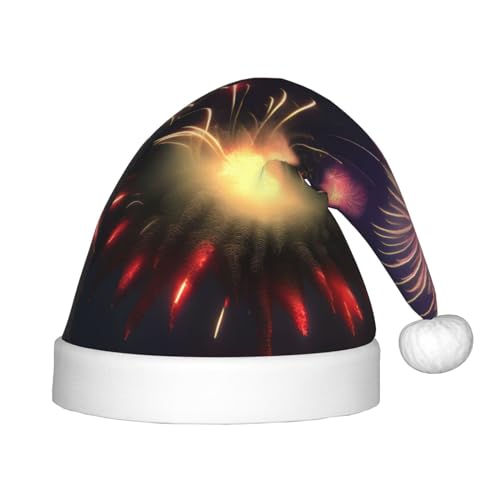 EdWal Explosion Fireworks 3D-Druck Plüsch Weihnachtsmütze für Kinder, Weihnachtsmützen für Jungen Mädchen, Kinder Weihnachten Party Supplies von EdWal