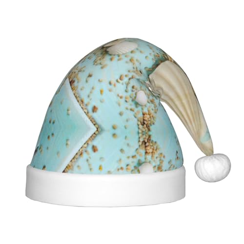 EdWal Plüsch-Weihnachtsmütze für Kinder, Motiv: Ozean, Meer, Strand, Muscheln, Seestern, blauer Druck, Weihnachtsmütze für Jungen und Mädchen, Weihnachtsfeierzubehör EdWal Plüsch-Weihnachtsmütze für Kinder, Motiv: Ozean, Meer, Strand, Muscheln, Seestern, blauer Druck, Weihnachtsmütze für Jungen und Mädchen, Weihnachtsfeierzubehör von EdWal