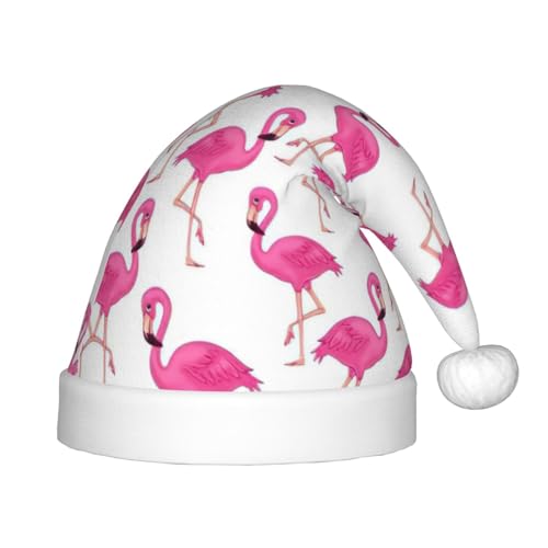 EdWal Rosa Flamingo Print Plüsch Weihnachtsmütze für Kinder, Xmas Holiday Hüte für Jungen Mädchen, Kinder Weihnachten Party Supplies von EdWal
