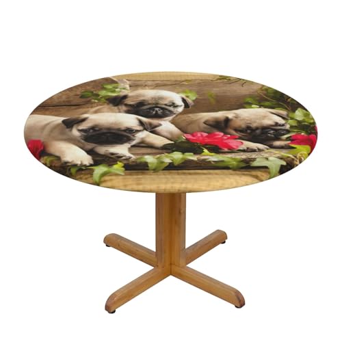 EdWal Runde Tischdecke mit Mops-Aufdruck, elastische Tischdecken, perfekt für Küche, Esszimmer, Partys EdWal Runde Tischdecke mit Mops-Aufdruck, elastische Tischdecken, perfekt für Küche, Esszimmer, Partys von EdWal