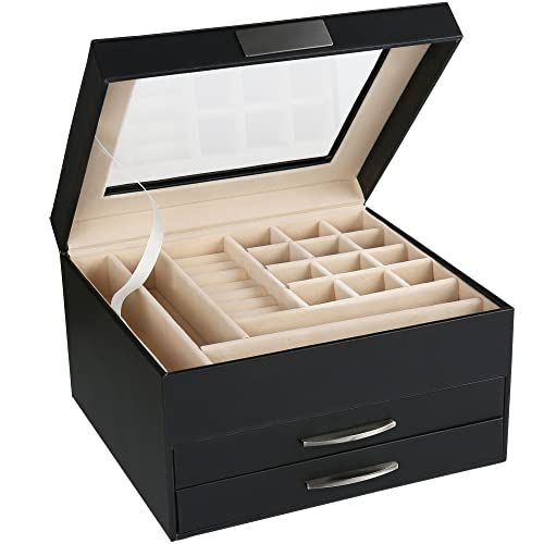 Edaygo Schmuckkästchen mit Schubladen Schmuckbox Organizer Schmuckschatulle, Kunstleder & Samt, Schwarz Edaygo Schmuckkästchen mit Schubladen Schmuckbox Organizer Schmuckschatulle, Kunstleder & Samt, Schwarz von Edaygo