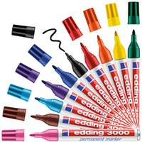 edding 3000 Permanentmarker farbsortiert 1,5 - 3,0 mm, 10 St. edding 3000 Permanentmarker farbsortiert 1,5 - 3,0 mm, 10 St. von Edding
