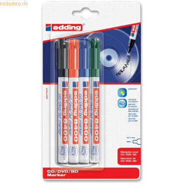 10 x Edding CD-Marker edding 8400 0,5-1mm farbig schwarz, rot, blau, g von Edding