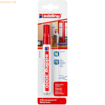 Edding Permanentmarker edding 3000 nachfüllbar 1,5-3mm rot Edding Permanentmarker edding 3000 nachfüllbar 1,5-3mm rot von Edding