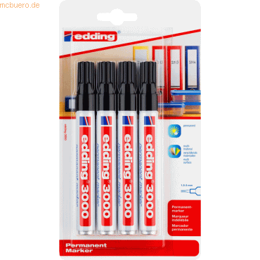 10 x Edding Permanentmarker edding 3000 VE=4 Stück schwarz 10 x Edding Permanentmarker edding 3000 VE=4 Stück schwarz von Edding
