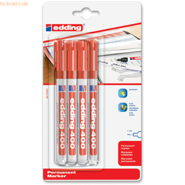 10 x Edding Permanentmarker edding 400 Blisterverpackung VE=4 Stück ro 10 x Edding Permanentmarker edding 400 Blisterverpackung VE=4 Stück ro von Edding