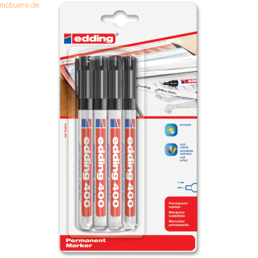 10 x Edding Permanentmarker edding 400 Blisterverpackung VE=4 Stück sc 10 x Edding Permanentmarker edding 400 Blisterverpackung VE=4 Stück sc von Edding