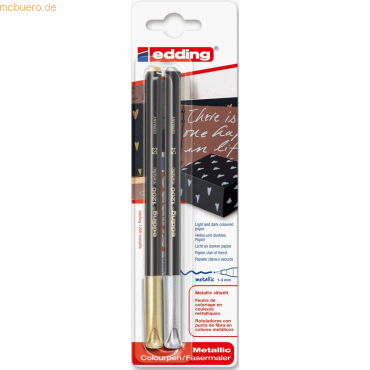 10 x edding Fasermaler edding 1200 colourpen 1mm gold, silber Blister von Edding