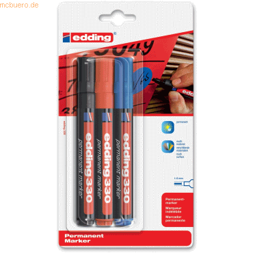 10 x edding Permanentmarker edding 330 nachfüllbar 1-5 mm schwarz, rot 10 x edding Permanentmarker edding 330 nachfüllbar 1-5 mm schwarz, rot von Edding