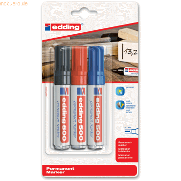 6 x Edding Permanentmarker edding 500 schwarz/rot/blau VE=3 Stück Blis 6 x Edding Permanentmarker edding 500 schwarz/rot/blau VE=3 Stück Blis von Edding
