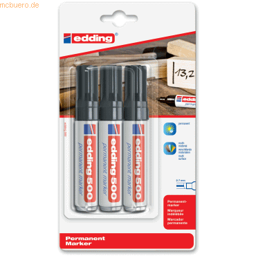 Edding Permanentmarker edding 500 schwarz VE=3 Stück Blister Edding Permanentmarker edding 500 schwarz VE=3 Stück Blister von Edding