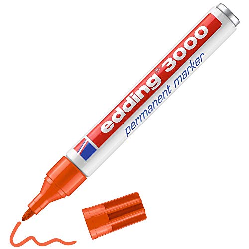 edding 3000 Permanentmarker - orange - 1 Stift - Rund-Spitze 1,5-3 mm - schnell trocknender Permanent Marker - wasserfest, wischfest - für Karton, Kunststoff, Holz, Metall - Universalmarker edding 3000 Permanentmarker - orange - 1 Stift - Rund-Spitze 1,5-3 mm - schnell trocknender Permanent Marker - wasserfest, wischfest - für Karton, Kunststoff, Holz, Metall - Universalmarker von edding