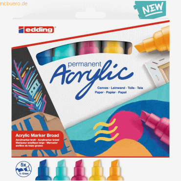 Edding Acrylmarker edding 5000 breit 5er-Set sortiert abstrakt Edding Acrylmarker edding 5000 breit 5er-Set sortiert abstrakt von Edding