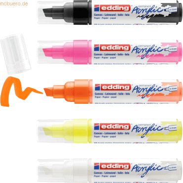 Edding Acrylmarker edding 5000 breit 5er-Set sortiert neon Edding Acrylmarker edding 5000 breit 5er-Set sortiert neon von Edding