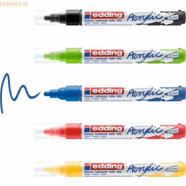 Edding Acrylmarker edding 5100 medium 5er-Set sortiert basic von Edding