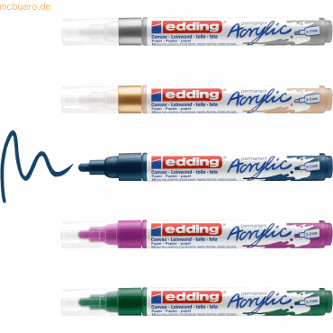 Edding Acrylmarker edding 5100 medium 5er-Set sortiert festlich Edding Acrylmarker edding 5100 medium 5er-Set sortiert festlich von Edding
