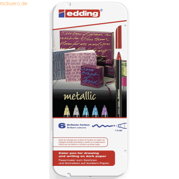 Edding Fasermaler edding 1200 colourpen 1mm metallic VE=6 Farben Blech Edding Fasermaler edding 1200 colourpen 1mm metallic VE=6 Farben Blech von Edding