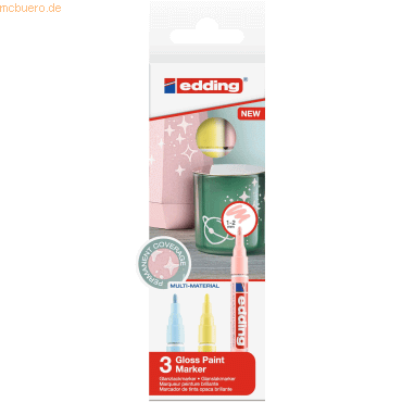 Edding Glanzlack-Marker edding 751 1-2mm metallic pastell sortiert VE= von Edding