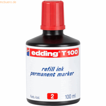 Edding Nachfülltinte edding T 100 für edding Permanentmarker 100ml rot Edding Nachfülltinte edding T 100 für edding Permanentmarker 100ml rot von Edding