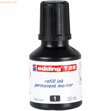Edding Nachfülltinte edding T 25 für edding Permanentmarker 30ml schwa Edding Nachfülltinte edding T 25 für edding Permanentmarker 30ml schwa von Edding