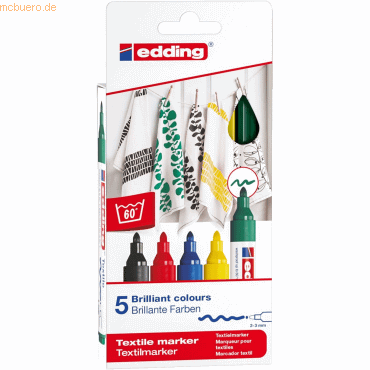 Edding Textilmarker edding 4500 creative 2-3mm 5 Farben Edding Textilmarker edding 4500 creative 2-3mm 5 Farben von Edding
