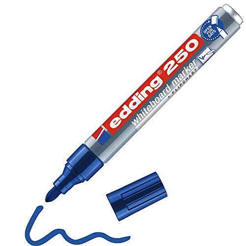 edding 250 Whiteboardmarker - blau - 1 Whiteboard Stift - Rundspitze 1,5-3 mm - Boardmarker abwischbar - für Whiteboard, Flipchart, Magnettafel, Pinnwand, Memoboard - Sketchnotes - nachfüllbar von edding