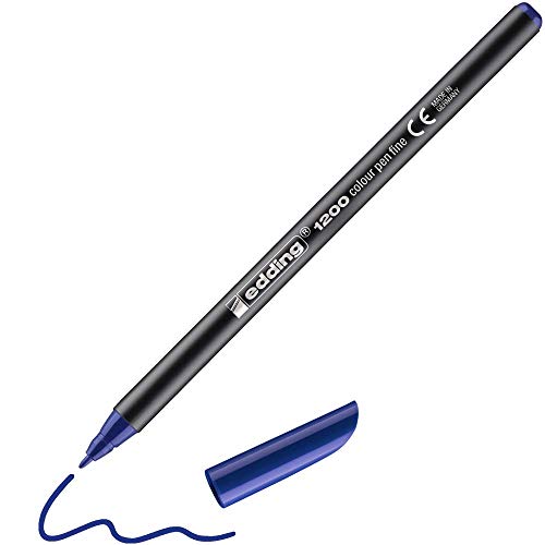 edding 1200 Fasermaler fein - blau - 1 Stift - Rundspitze 1 mm - Filzstift zum Zeichnen und Schreiben - für Schule, Mandala von Edding