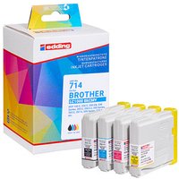 edding EDD-714 schwarz, cyan, magenta, gelb Druckerpatronen kompatibel zu brother LC-1000BK/C/M/Y, 4er-Set von Edding