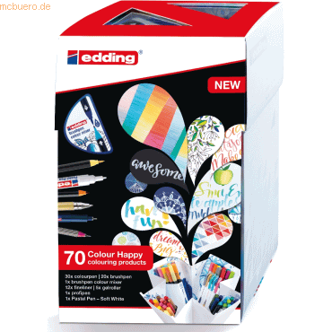 edding Fasermaler Colour Happy Set VE=69 Stifte + 1 Farbmixer von Edding