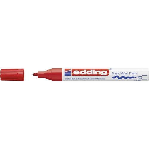 edding 750 Glanzlackmarker - rot - 1 Lackmarker - Rundspitze 2-4 mm - Lackstift für Glas, Stein, Holz, Kunststoff und Papier - wasserfest, stark deckend von edding