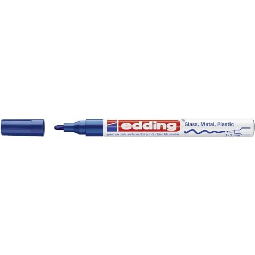 edding 751 Glanzlackmarker - blau - 1 Lackmarker - Rundspitze 1-2 mm - Lackstift für Glas, Stein, Holz, Kunststoff und Papier - wasserfest, stark deckend von edding