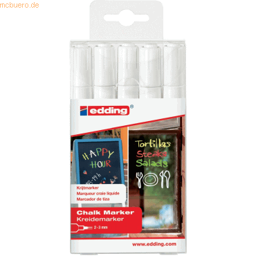 edding Kreidemarker edding 4095 2-3 mm weiß VE=5 Stück edding Kreidemarker edding 4095 2-3 mm weiß VE=5 Stück von Edding