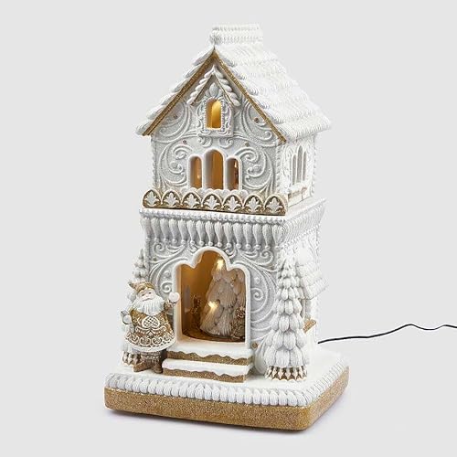 EDG Enzo De Gasperi Diorama Haus Weihnachten Marzipan MiniLed H 47 Cm L 26 Cm L 23 Cm Weiß Braun EDG Enzo De Gasperi Diorama Haus Weihnachten Marzipan MiniLed H 47 Cm L 26 Cm L 23 Cm Weiß Braun von Edg