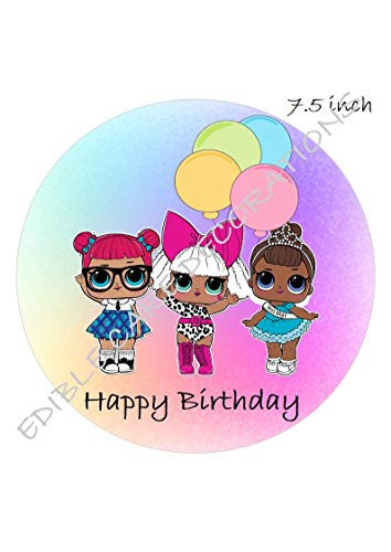 1 x 19,1 cm große, runde Lol-Puppen-Feier, essbares Papier, große Kuchendekoration, Kuchendekoration für Geburtstag 1 x 19,1 cm große, runde Lol-Puppen-Feier, essbares Papier, große Kuchendekoration, Kuchendekoration für Geburtstag von Ediblecakedecorations