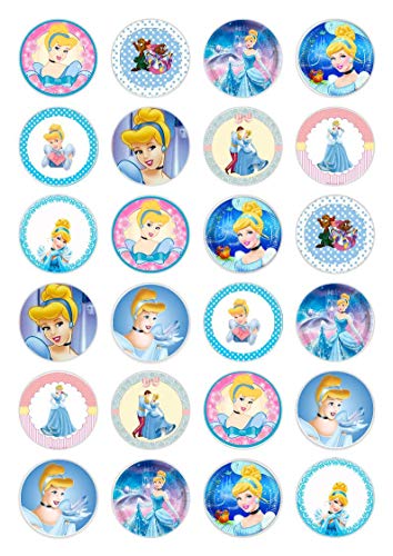 24 x Cinderella Disney Princess Celebration Esspapier Cupcake Topper Kuchen Dekorationen Geburtstag von Ediblecakedecorations