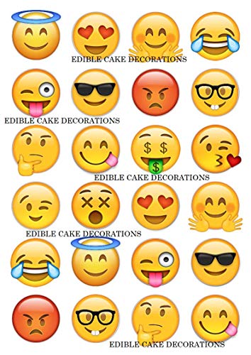 24 x Emoji-Motiv, lustige Gesichter, Feier, essbares Papier, Cupcake-Topper, Kuchendekoration, Geburtstag 24 x Emoji-Motiv, lustige Gesichter, Feier, essbares Papier, Cupcake-Topper, Kuchendekoration, Geburtstag von Ediblecakedecorations