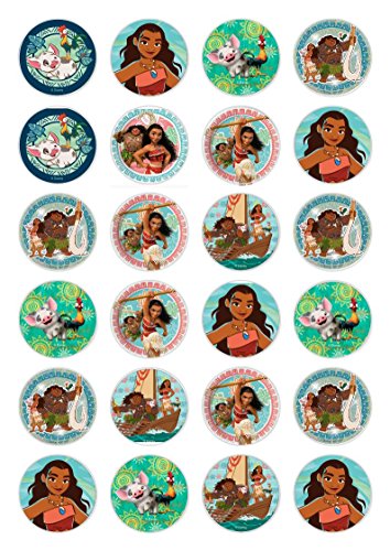24 x Kuchendekorationen aus Esspapier, Motiv: Vaiana von Ediblecakedecorations