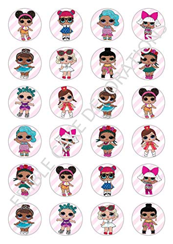 24 x Kuchendekorationen aus Esspapier mit Lol Dolls Celebration von Ediblecakedecorations