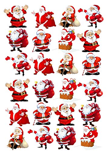 24 x Kuchendekorationen aus Esspapier mit Weihnachtsmann-Motiv 24 x Kuchendekorationen aus Esspapier mit Weihnachtsmann-Motiv von Ediblecakedecorations