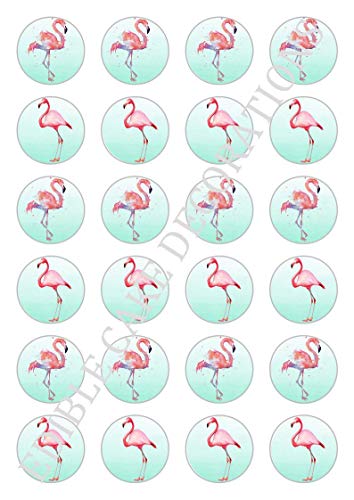 24 x Pink Flamingo Celebration Essbare Papier Cupcake Topper Kuchen Dekorationen Geburtstag von Ediblecakedecorations