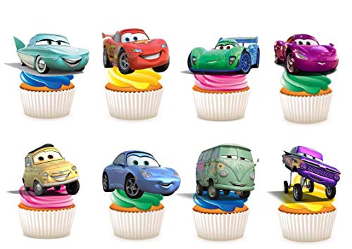 Kuchen-, Backwarendekoration aus Esspapier mit Disney-Cars-Motiv 24 Stück von Ediblecakedecorations