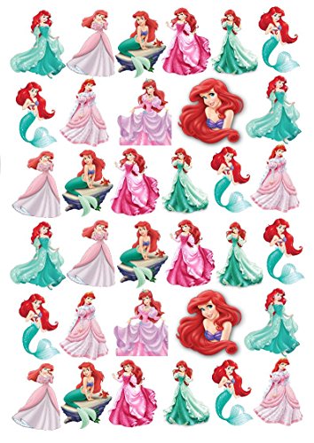 34 x Disney Princess Meerjungfrau Ariel Stand up Essbare Papier Cupcake Topper Kuchen Dekorationen von Ediblecakedecorations